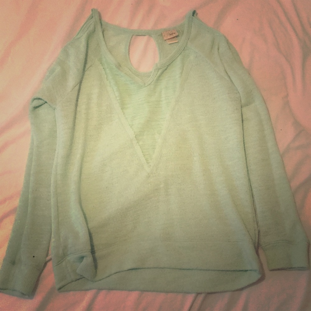 Daytrip Mint Green Cold Shoulder Sweater